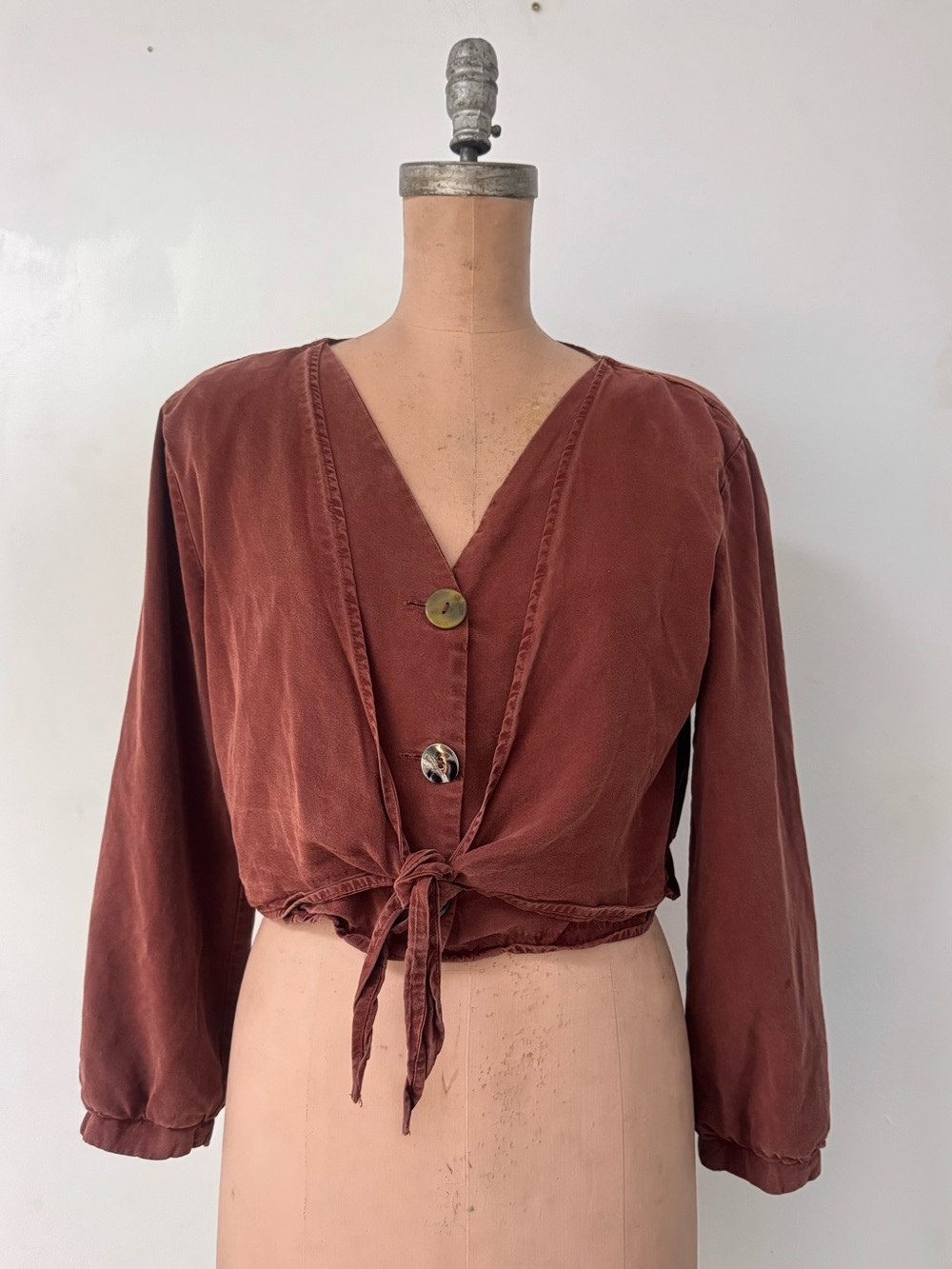 BERKSHA rust tie front top size LARGE